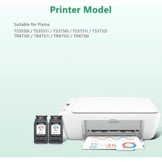 LIFOR PG-575XL CL-576XL Replacement for Canon 575 576 Ink Cartridges XL for Pixma TR4755i TR4750i TR4700 TS3550i TS3551i TS3750i TS3751i TS3752i TR4751i TR4756i (1 Black 1 Colour)