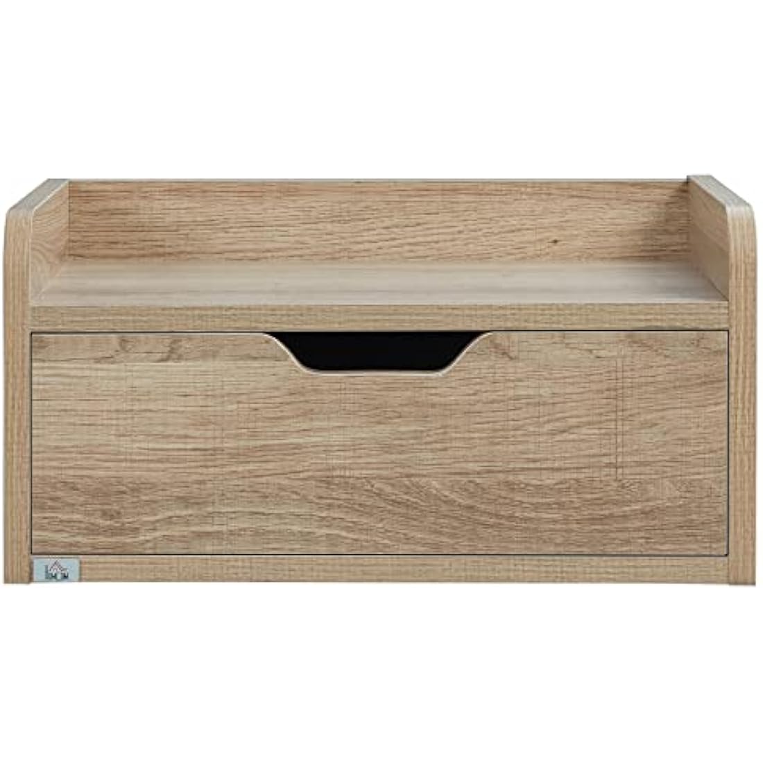 HOMCOM Floating Nightstand Set of 2 Wall Mounted Bedside Table with Storage Drawer for Bedroom, Natural