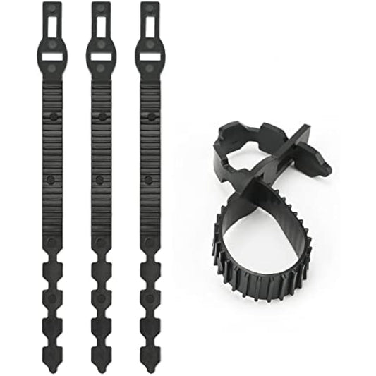 KINGLAKE 4Pcs 40cm Black Tree Ties Straps Supports Heavy Duty Shrub Ties Adjustable Interlock Garden Tree Ties for Shrub Rose Tree Plant Support