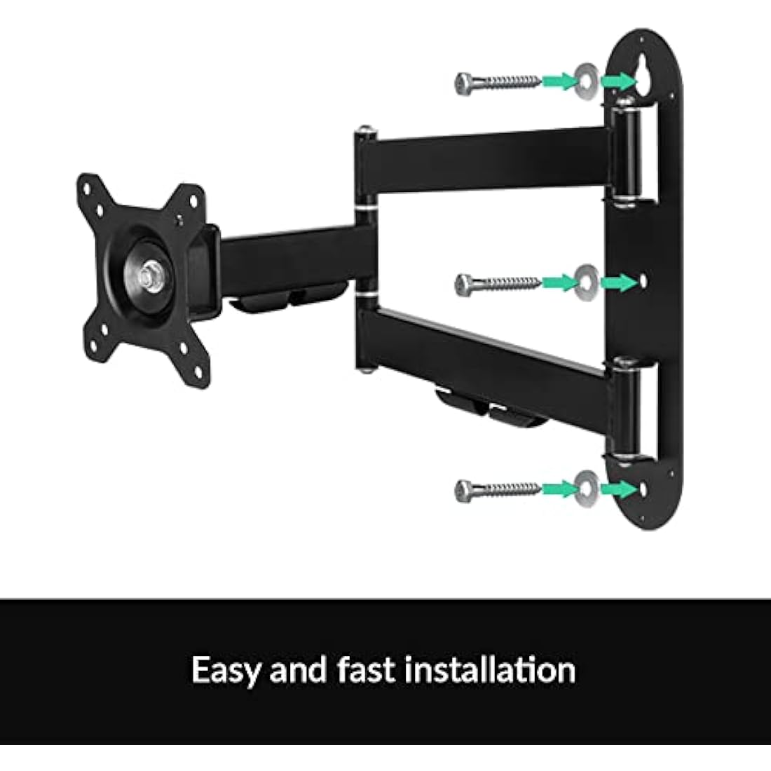 ARCTIC W1C - Wall Mount with Retractable Folding Arm, Wall Space-Saving Attachment, up to 43"; 49" Ultrawide, up to 18 kg (39.6 lbs), Cable Managment, Simple Installation - Black