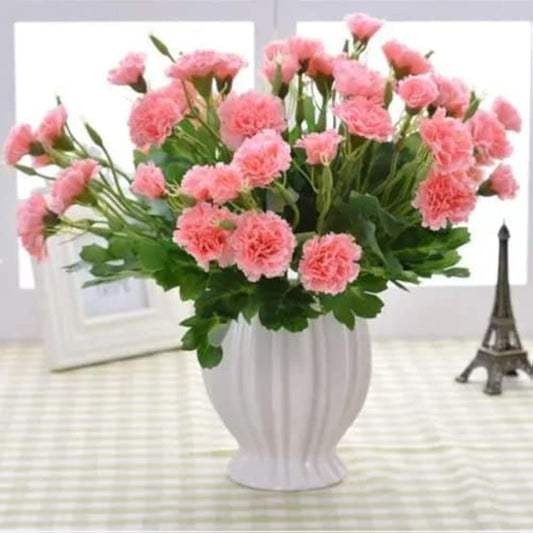 Corkwaw 40 Heads Artificial Carnations,Silk Hydrangea Bouquet Decoration Plastic Plant Suitable for Photo Props Family Party Home Decoration Bridal Wedding Bouquet Decoration (Pink)