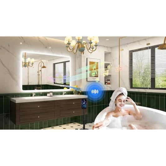 STARLEAD 500x700 mm Bathroom-Mirror-with-LED-Lights for Wall, Bluetooth, Anti-Fog, 3 Colors Dimmable Bathroom-LED-Mirror, Memory Function, HD Tempered Glass, IP44 Smart-Mirror(Horizontal/Vertical)