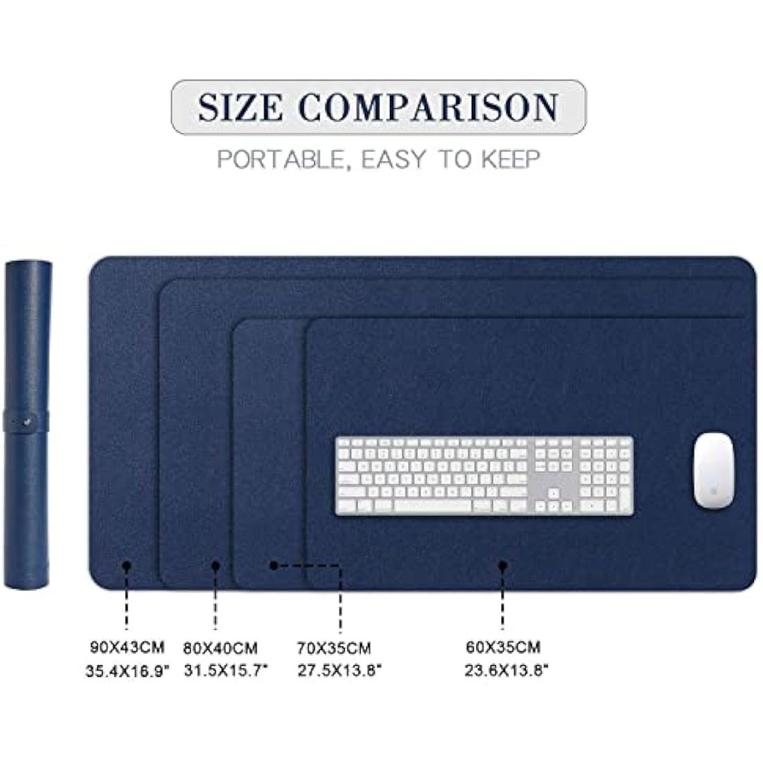 Desk Pad Large, DOBAOJIA Desk Mat, Laptop Mat, Writing Pad, Desk Blotter, Extended Mouse Mat, Large Mouse Pad for Office/Home, PU Leather Waterproof +Suede Non-Slip 27.5" X 13.8" (Dark Blue)
