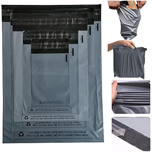 125 Mixed Grey Plastic Mailing Mail Post Postage Bags Assorted Sizes Packaging Poly Postal mailers MSDS-SOLUTIONZ