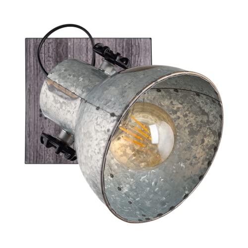 Eglo Barnstaple Vintage Ceiling Lamp, Industrial Design Ceiling Spotlight, Zinc Steel Retro Wall Lamp, Brown-Patina Coloured Wall Lighting, E27 Socket