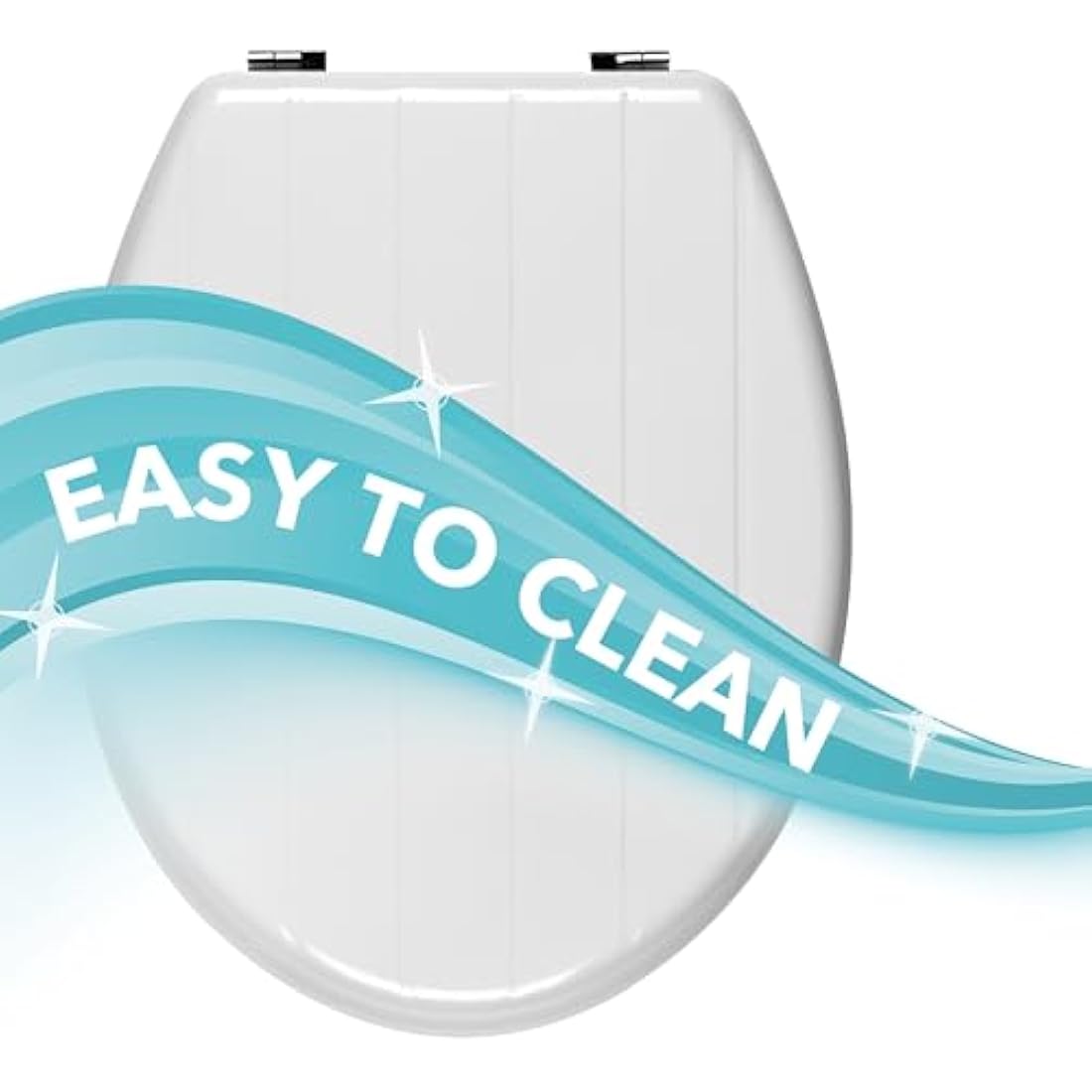 Beldray Toilet Seat - O Shaped White Tongue & Groove Wooden Cover, 18 Inch 36 x 42.8 cm, Fits Most Standard Sized Toilets, Stainless Steel Hinges, Simple Fitting, Quick Release For Easy Cleaning