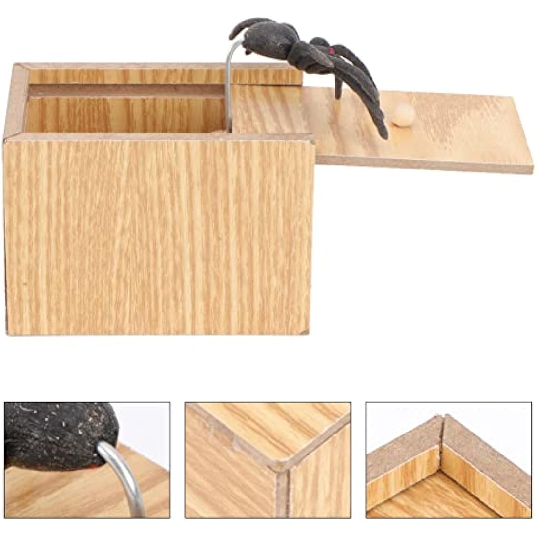 Toyvian Spider - Funny Wooden Box Toy Prank Surprise Practical Joke Toy