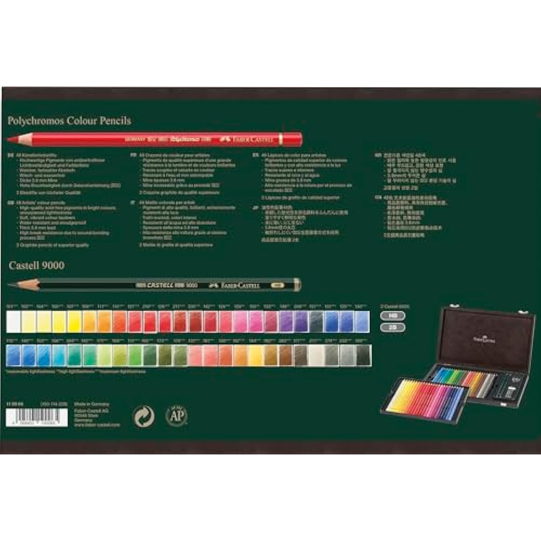 Faber-Castell Art & Graphic Polychromos Colour Pencil, Multicoloured, Wooden Case Of 48, For Art, Craft, Drawing, Sketching, Home, School, University, Colouring