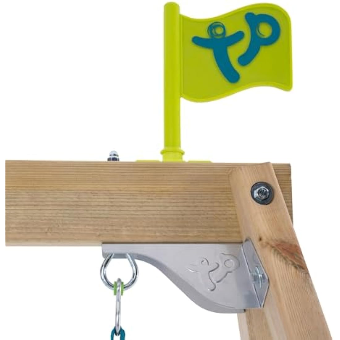TP Toys Forest Wooden Single Swing Includes 1 Fully Adjustable Rapid Swing Seat, Supplied With Ground Stakes, FSC Certified Pressure Treated Wood, Strong and Sturdy Construction, Age 3 years+