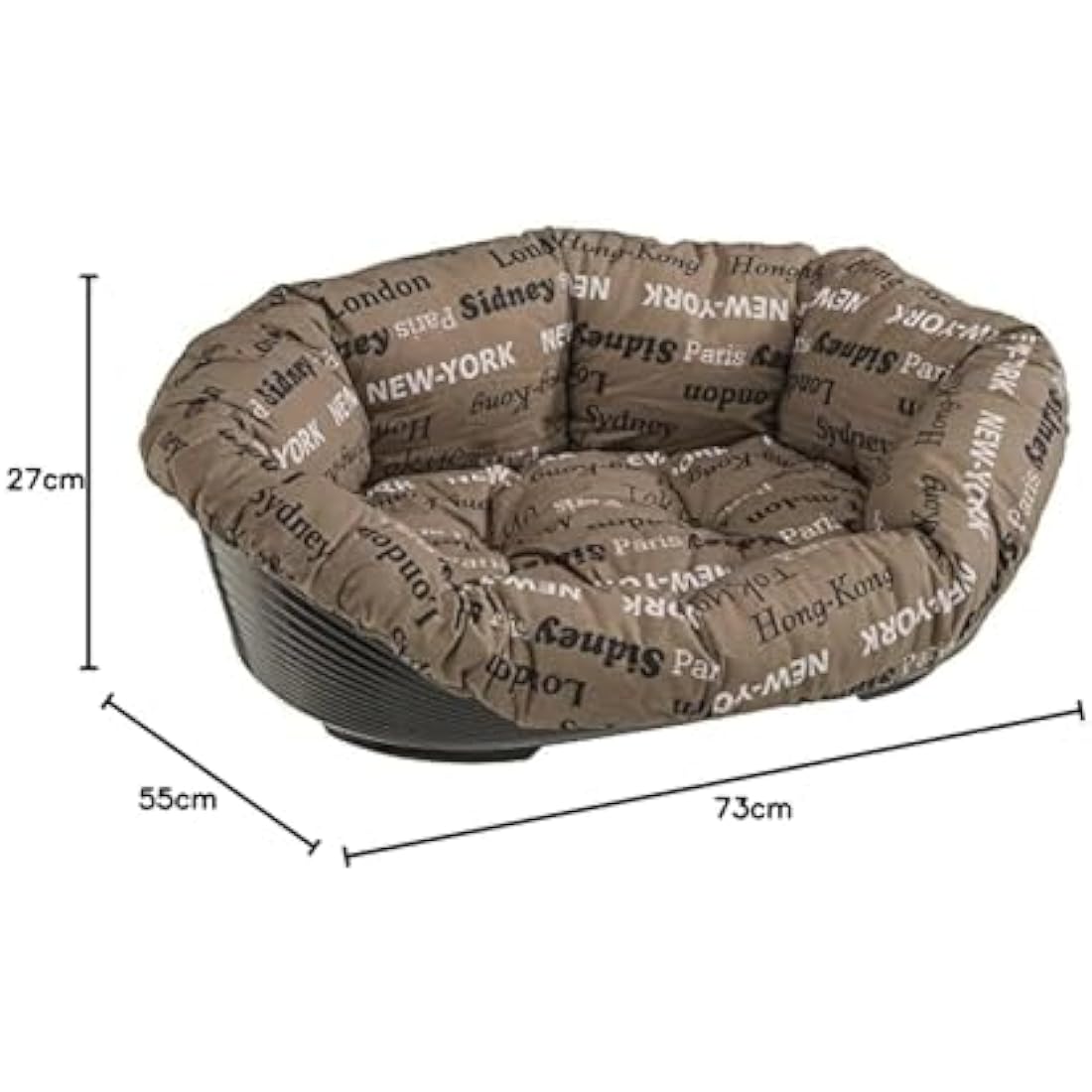 Ferplast Plastic Dog and Cat Bed with Padded Dog and Cat Cushion SOFA' Dog Bed with Padded Cushion, Washable, 73 x 55 x 27 cm