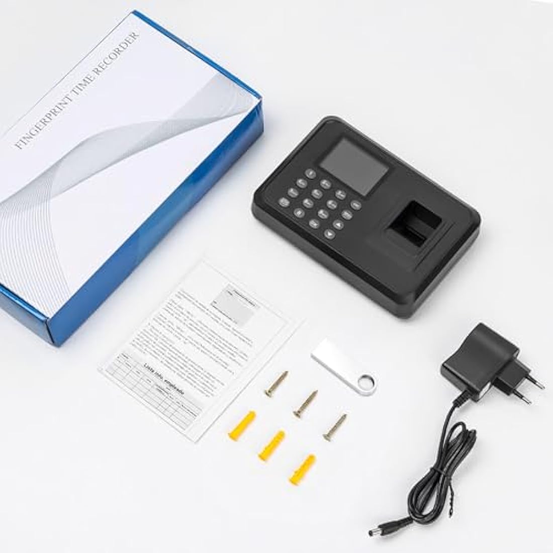 Diseleri Employee Time Clock, Clocking in Machines for Small Business, Fingerprint Punch Card Machine with 2.4 TFT LCD Fingerprint Password, Checking-in Recorder for Business Scanner with 8G U-Disk