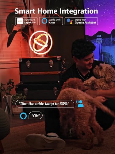 Lepro TB1 AI Table Lamp, Smart LED Lamp with Music Sync, AI Lighting Design Assistant, Colour Changing Smart Table Lamp, Voice Cotrol, Works with Alexa & Google Assistant, Bluetooth & 2.4GHz WiFi