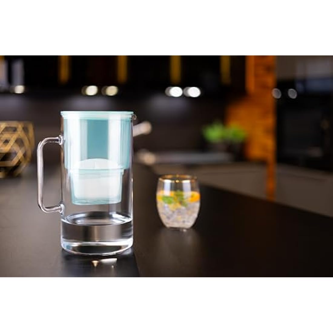 Wessper Glass Water Filter Jug + 1 Water Filter Cartridge | Replacement for Dafi Unimax Aquaphor A5 BRITA Maxtra+ Philips AWP212/10 Filter | 3 Litre | Mint