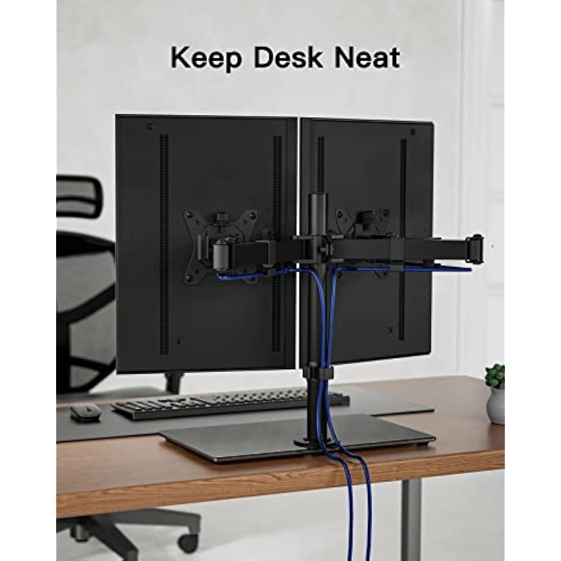 ErGear Dual Monitor Stand for 13”- 32” Screen, Freestanding Dual Arm Desk Mount with Sturdy Base, Adjustable Double Monitor Stand Hold 8KG/Arm