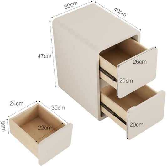 AQIMUELE Small Bedside Table, Narrow Bedside Cabinet with Drawers,Pre-assembled Slim Bedside Table with Leather Surface for Bedroom, 30cm (White)