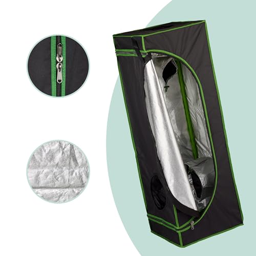 Relaxdays Grow Tent, Plant Cultivation, Reflective Foil Inside, Mini Greenhouse, HxWxD: 120 x 40 x 40 cm, Black/Green