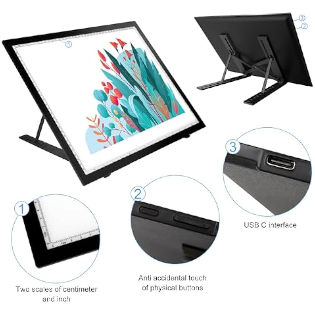 DONPODER Light Pad for Diamond Painting,5500 Lux Super Bright Diamond Art Light Board with Stand, 10 Level Stepless/Step Dimming Light Box for tracing,Artists,Drawing,Sketching,Animation(42 * 32cm