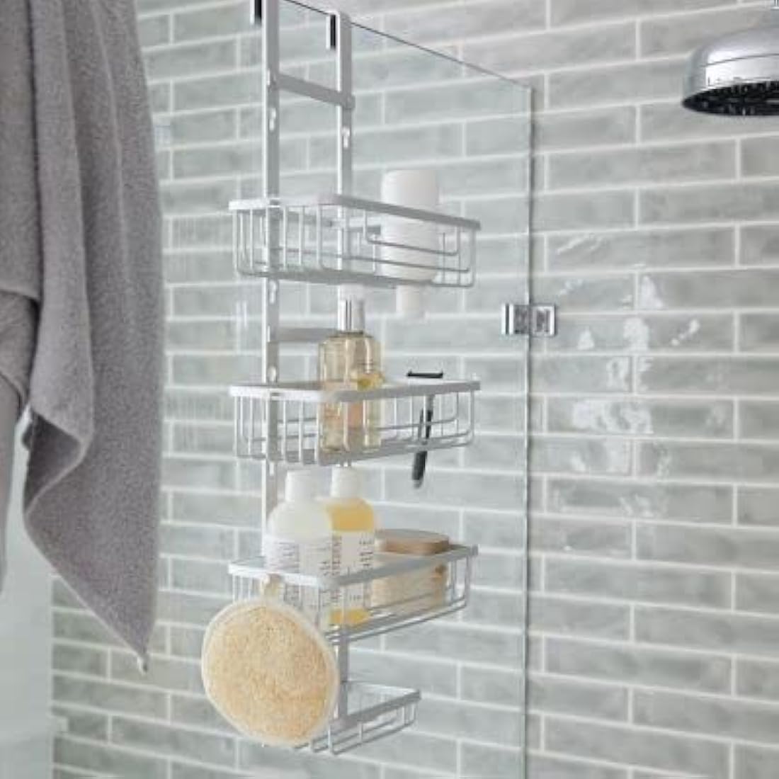 lakeland Adjustable Bath & Shower Caddy – Hangs Over Door Or On Wall Aluminium To Prevent Rusting