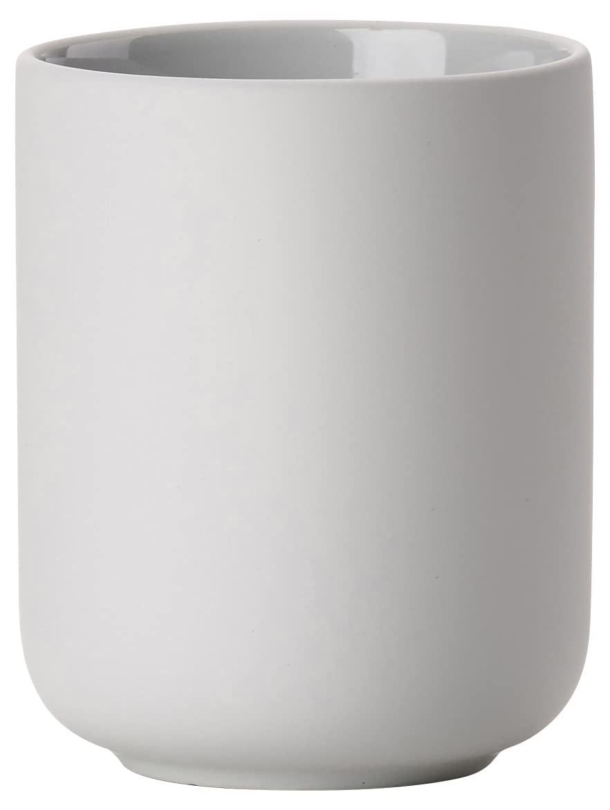 Zone Denmark Ume Stoneware/Ceramic Toothbrush Holder, Beautiful and Practical Bathroom Accessories, Diameter 8.3 cm, Height 10.3 cm, Soft Grey