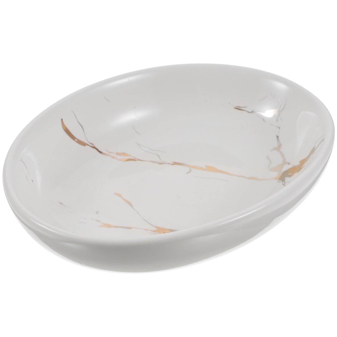 Alipis Elegant Marble Soap Dish Ceramic Oval Vanity Tray for Bathroom Gold Trays Decorative Holder Soap