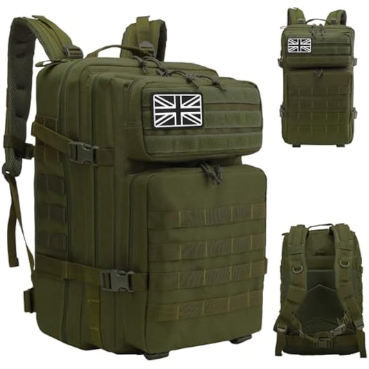 Delgeo 45L Military Tactical Backpacks Molle Army Assault Pack 3 Day Bug Out Bag Hiking Treeking Camouflage Hunting Rucksack