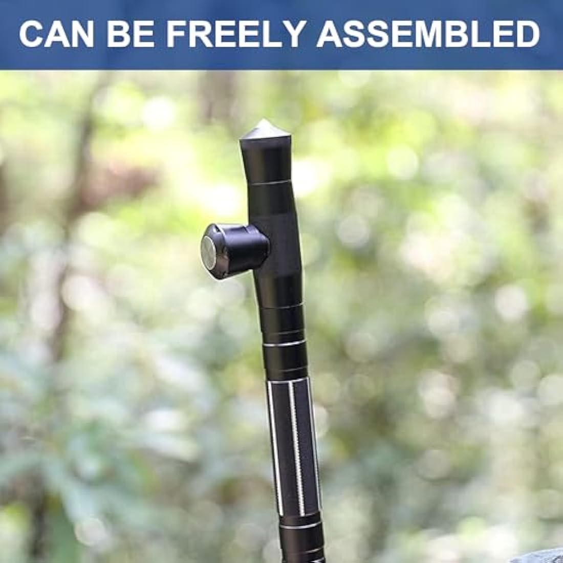 aiGear Tactical Stick/Hiking Walking Trekking Poles | CNC Machined Aluminum Tactical Cane - Adjustable Length | For Hiking Camping Mountaining Backpacking | Color Black