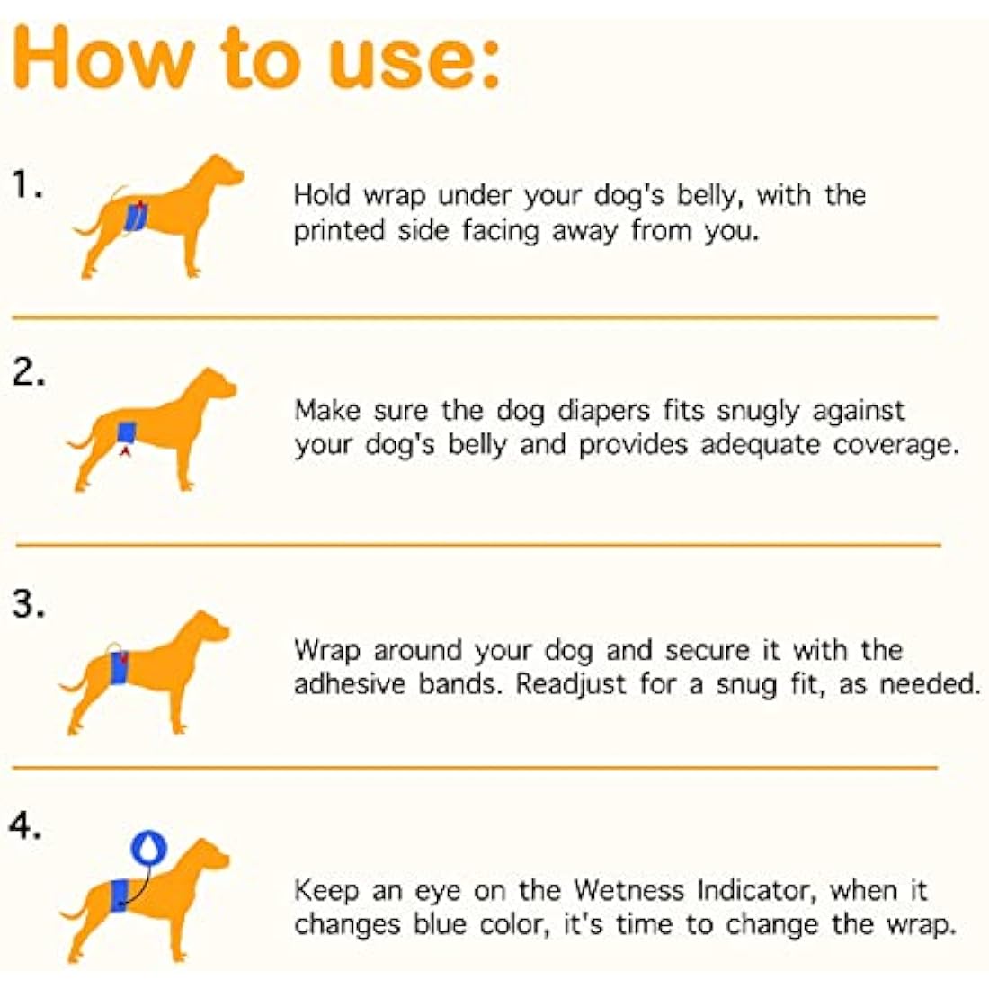 Dono Dog Nappies Male, Dog Belly Bands with Wetness Indicator, Disposable Male Wraps, Super Absorbent and Leak-proof, Puppy Nappies for Incontinence, Marking Issues, Traveling (6XS -84count)