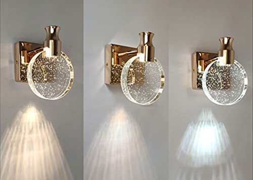 KRIPINC Crystal Wall Sconce, Nordic Style Crystal Wall Light, Simple Crystal LED Wall Lamp, Art Deco Wall Lights for Living Room, Bedroom, Bedside,