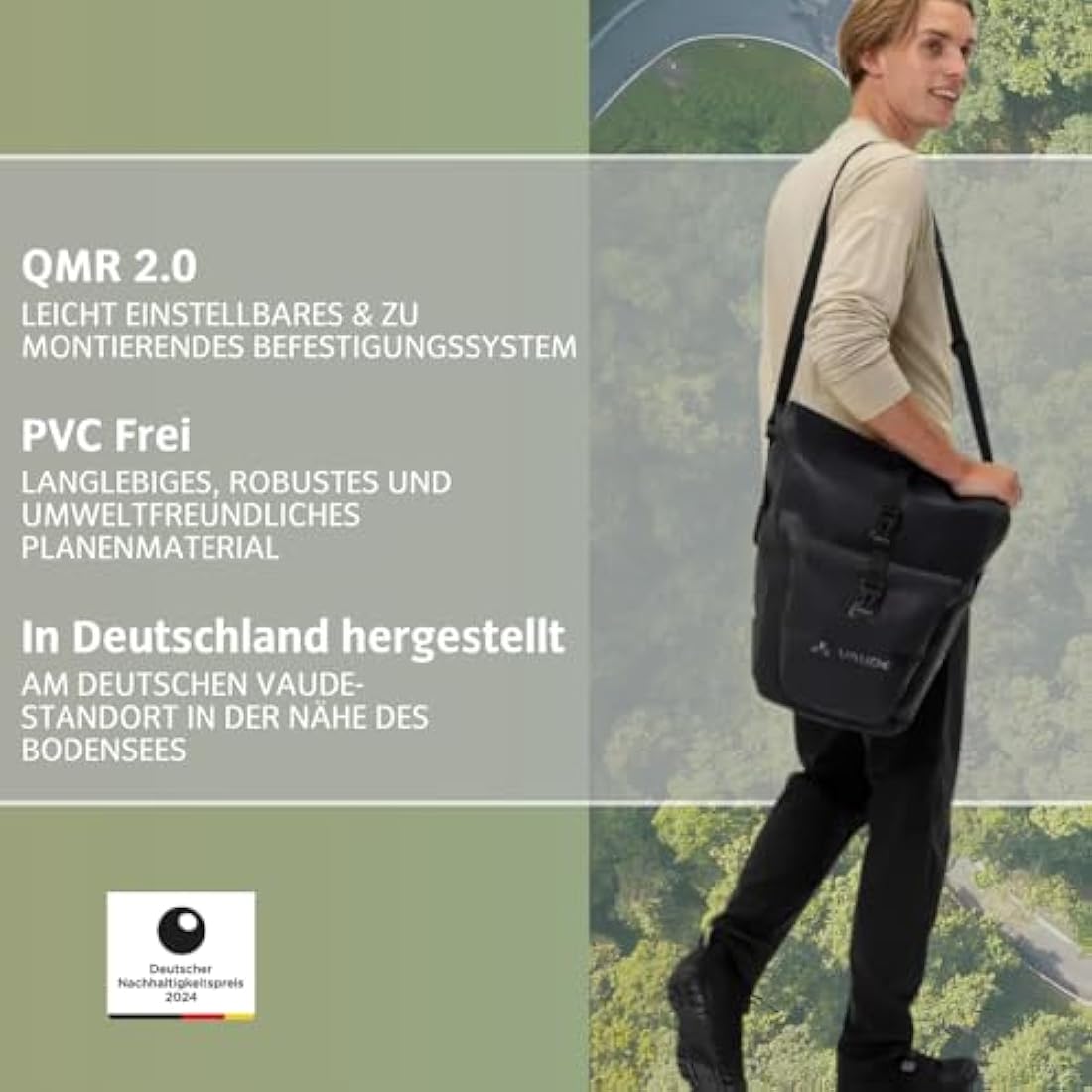 VAUDE Aqua Back Plus Bike Pannier, 2 x Rear Bike Rack Bag Waterproof, 51L Total Volume, Cycling Bag, Easy Mounting - Made in Germany