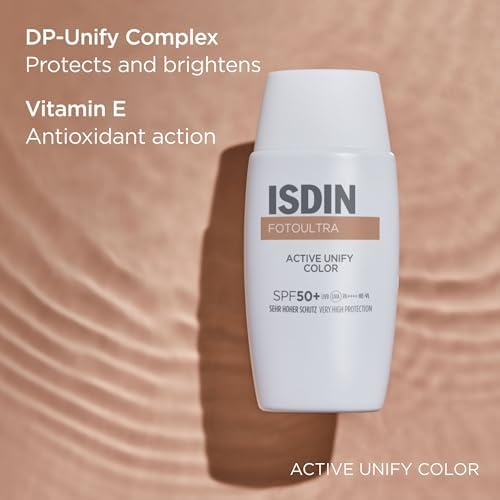 ISDIN Fotoultra 100 Active Unify Color Spf 50+ 50ml | Facial Sun Cream | Lightens and unifies skin tone
