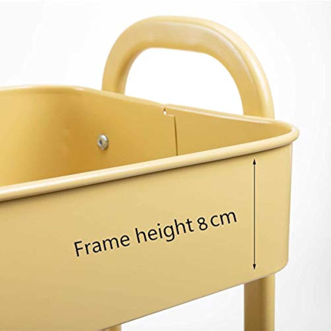 DOEWORKS Storage Trolley on Wheels 3-Tier Metal Storage Cart Rolling Kitchen Trolley Beauty Trolleys Craft Trolleys Utility Cart for Room Bathroom Office, Khaki Yellow