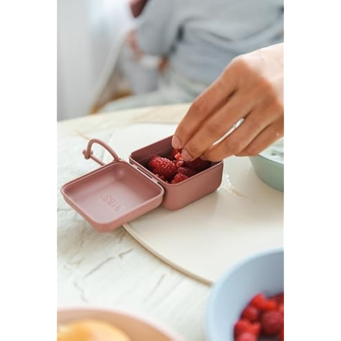 BIBS Pacifier Box with Strap. Soother Holder and Steriliser case. 100% BPA Free Food-Grade Material. Made in Denmark. Blush
