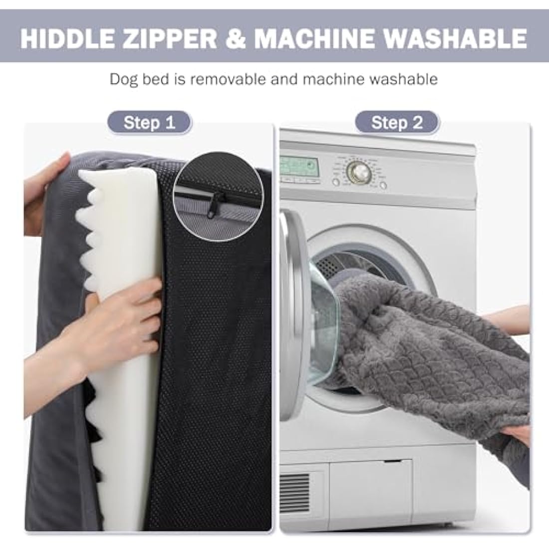 JOEJOY Large Dog Bed, Orthopedic Memory Foam Dog Beds, Washable Pet Bed, Fits up to 50lbs, Good for Doberman Pinscher, Sheltie, Border Collie, Australian Herding Dog