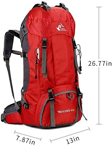 Bseash 60L Waterproof Hiking Camping Backpack with Rain Cover, Lightweight Outdoor Sport Travel Daypack Rucksack for Climbing Skiing
