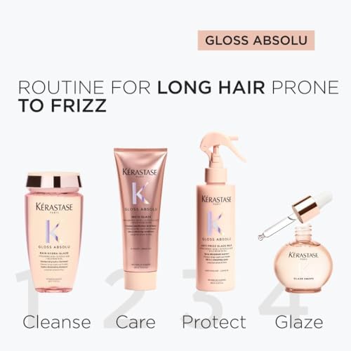 Kérastase Gloss Absolu Refillable Shampoo for All Hair Types, with Glycolic Acid, Hyaluronic Acid & Wild Rose 500ml
