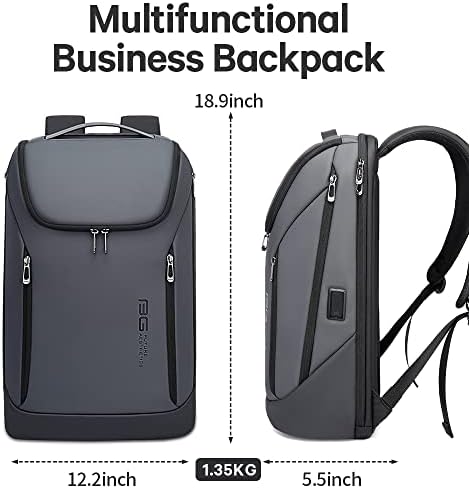 BANGE Business Smart Backpack Waterproof fit 15.6 Inch Laptop Backpack with USB Charging Port,Travel Durable Backpack