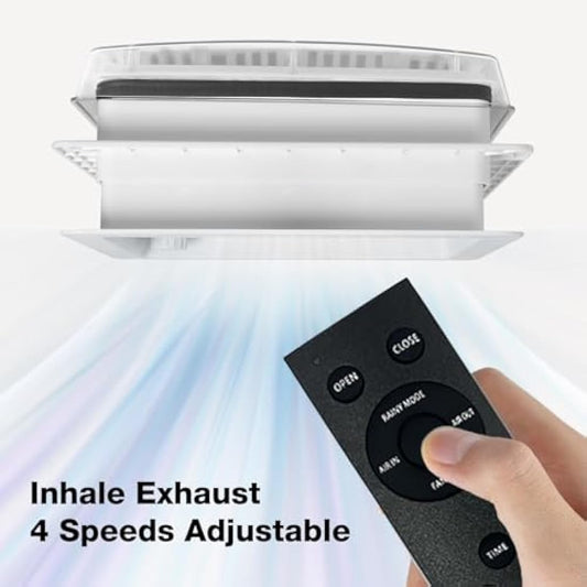 14" Caravan Roof Vent Fan, RV Air Vent Ventilation with Rain Sensor, Automatic Level Permanent Reversible Fan 12V for RV Motorhome with Remote control
