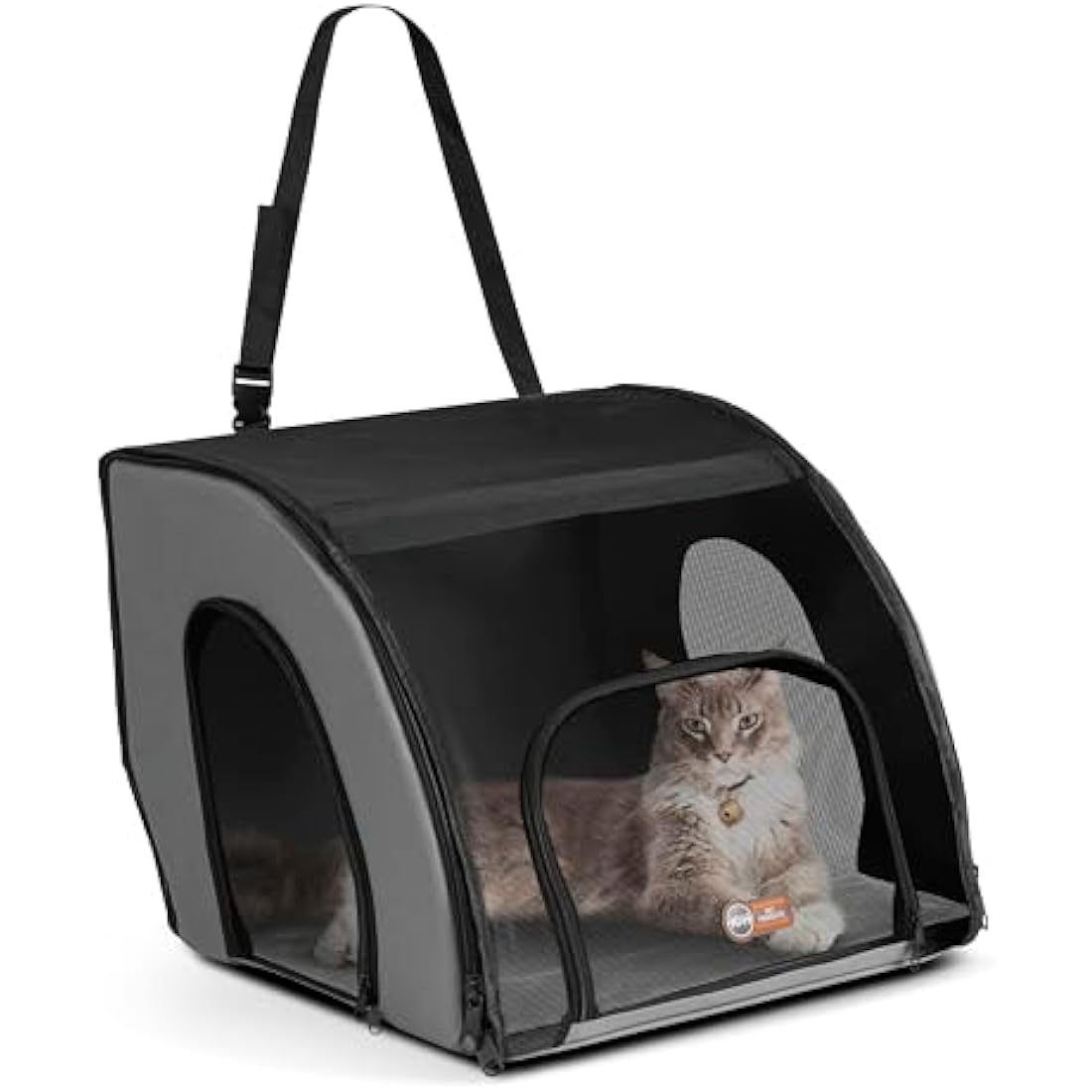 K&H Pet Products Travel Safety Carrier for Pets, Dog Crate for Car Travel, Soft-Sided Carrier for Cats and Small Dogs, Portable Car Seat Kennel, Gray/Black Small 17 X 16 X 15 Inches