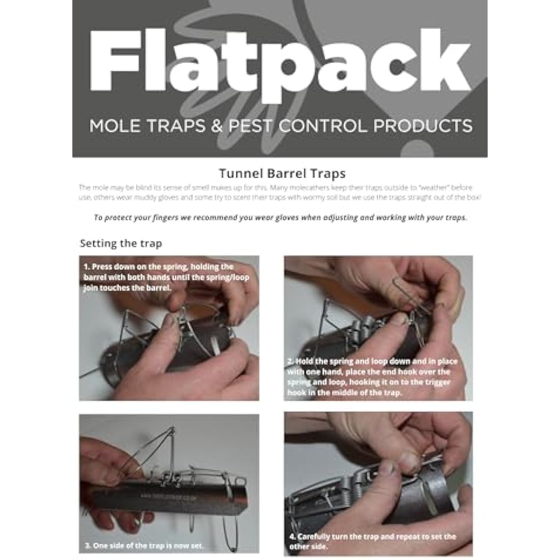 Pack of 3 Professional Stainless Steel British Barrel Tunnel Mole Duffus Traps | Effective Quick Mole Control | Pest Control | Garden Maintenance | Made in Yorkshire by The Flat Pack (Foxup) Ltd