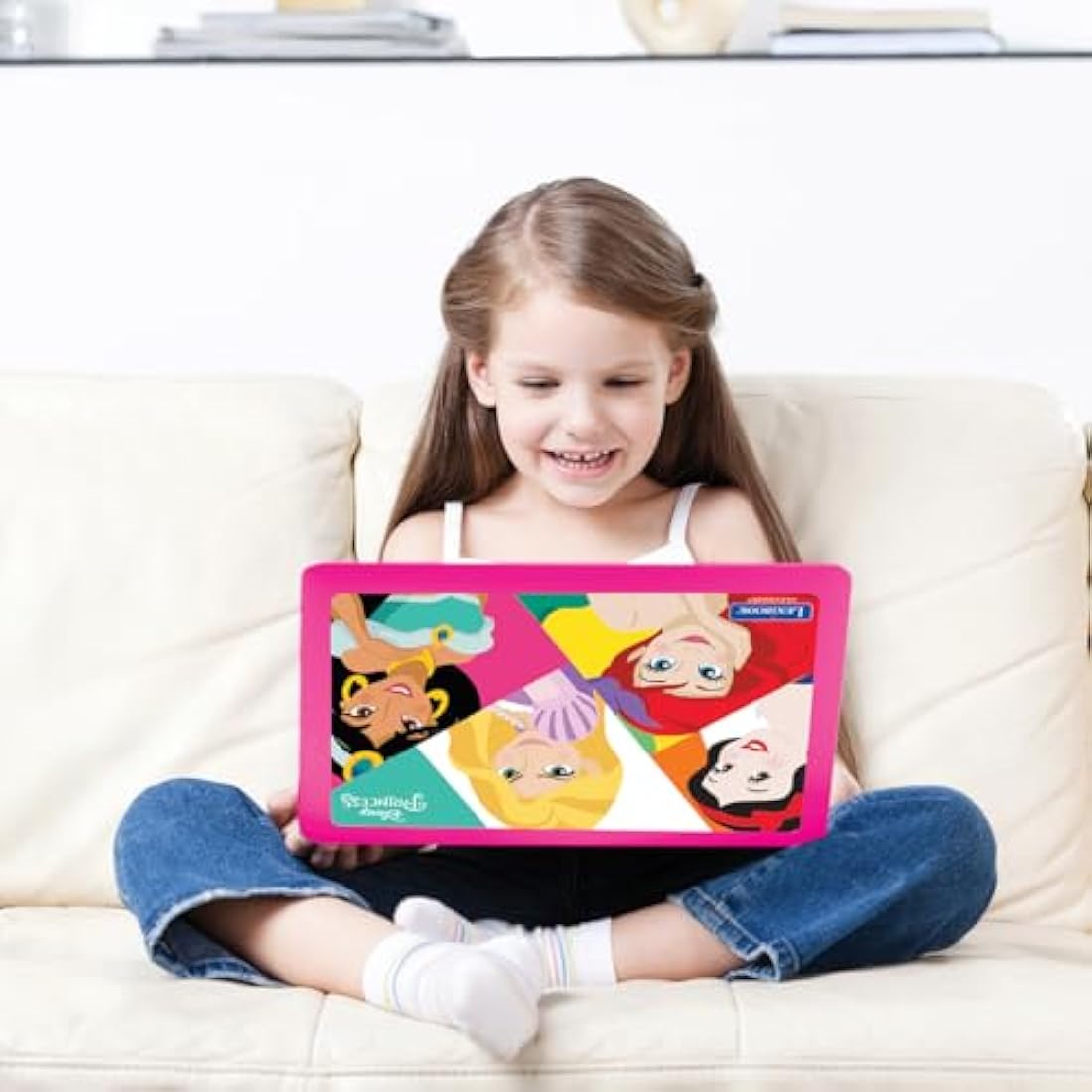 LEXIBOOK, Disney Princess, Educational and Bilingual Laptop French/English with 124 Activities: Mathematics, Dactylography, Logic, Clock reading, Play Games and Music, Pink, JC598DPi1