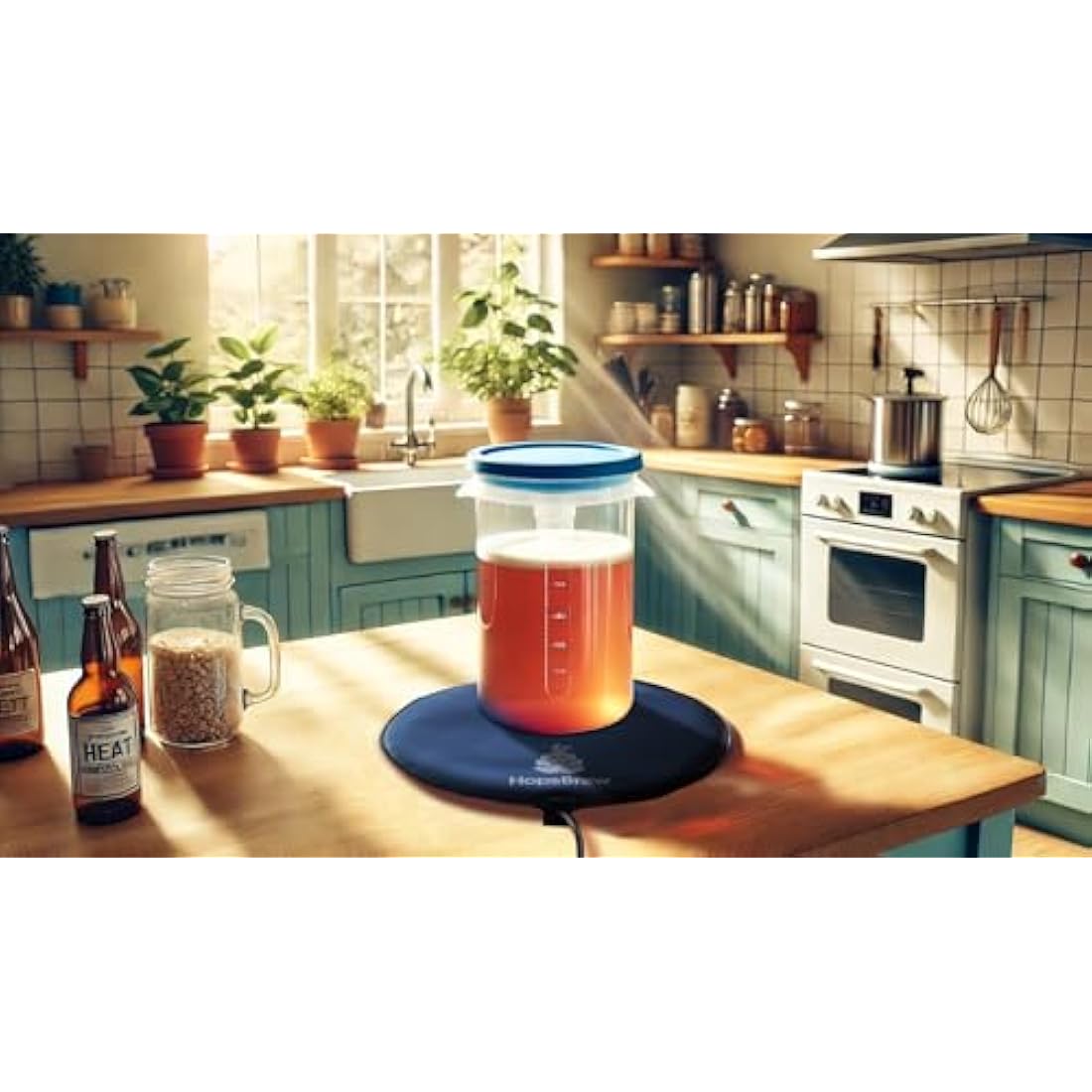 25W Heat Pad with Temperature Controller – 30cm Waterproof Mat for Fermentation, Fits Glass & Plastic Fermenters, Carboys, Buckets – Adjustable Temp 0-42°C, Includes NTC Probe & Holder