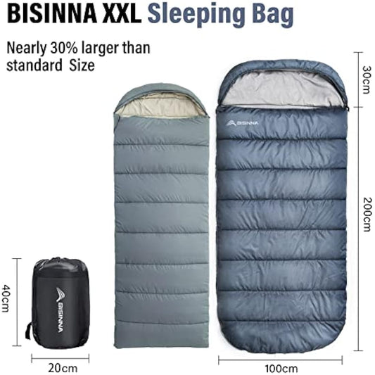 BISINNA XXL Sleeping Bag for Big and Tall Adults,3-4 Season Plus Size Warm and Comfortable Waterproof Lightweight Sleeping Bag Great for Camping Backpacking Hiking Indoor & Outdoor