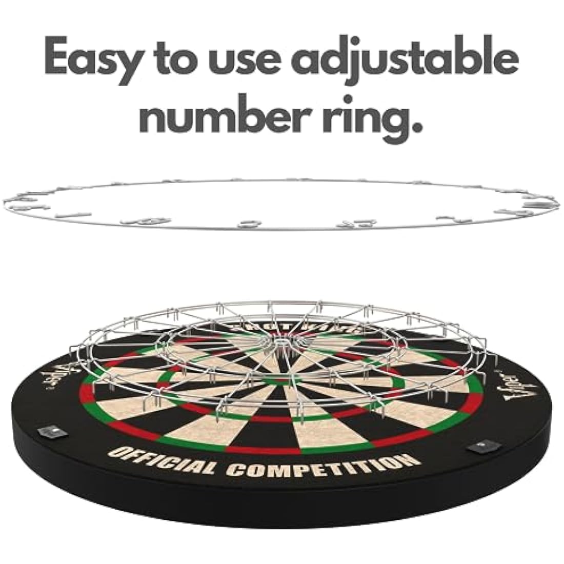 Shot King Regulation Bristle Steel Tip Dartboard Set with Staple-Free Bullseye, Galvanized Metal Radial Spider Wire Includes 6 Darts, Black, 17.75 inch