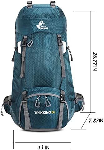 Bseash 60L Waterproof Hiking Camping Backpack with Rain Cover, Lightweight Outdoor Sport Travel Daypack Rucksack for Climbing Skiing