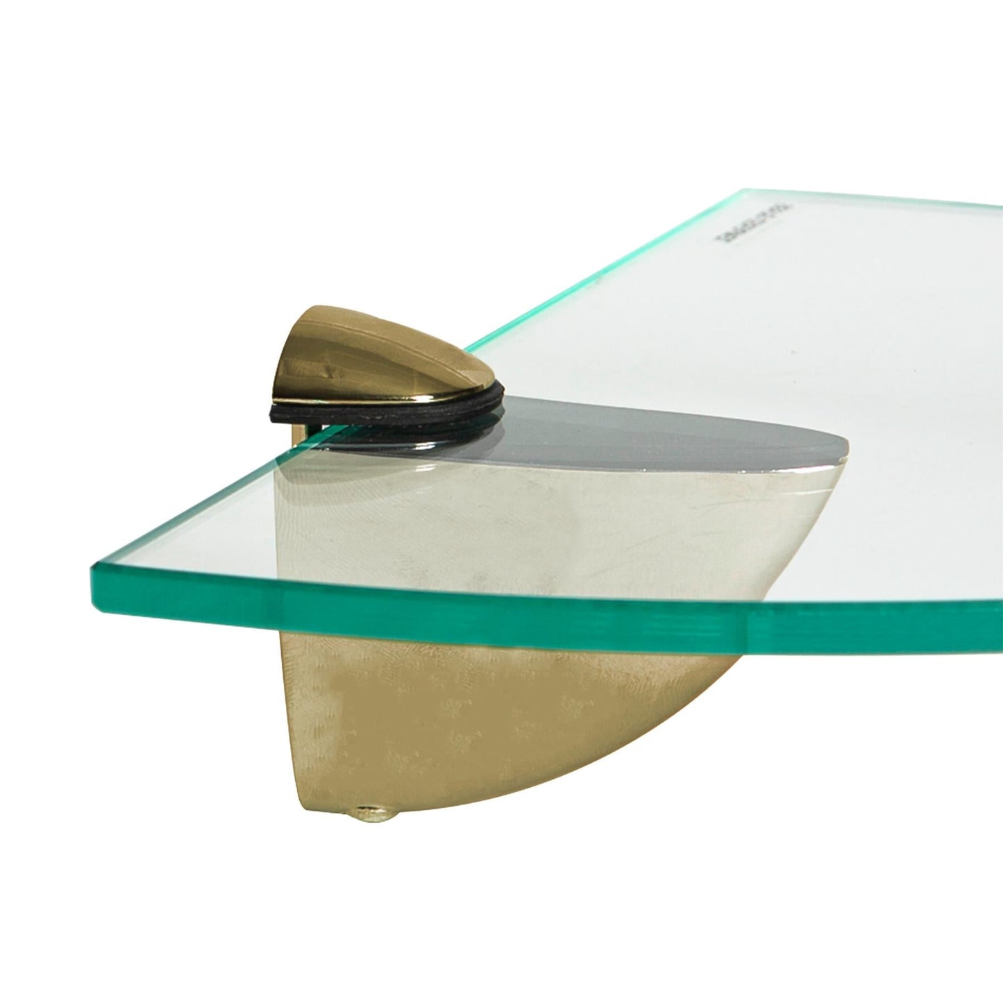 30cm Floating Glass Corner Shelf with Gold Fixings