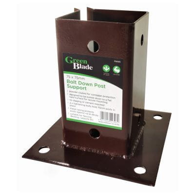 Brown Metal Bolt Down Post Support - 7.5cm x 7.5cm