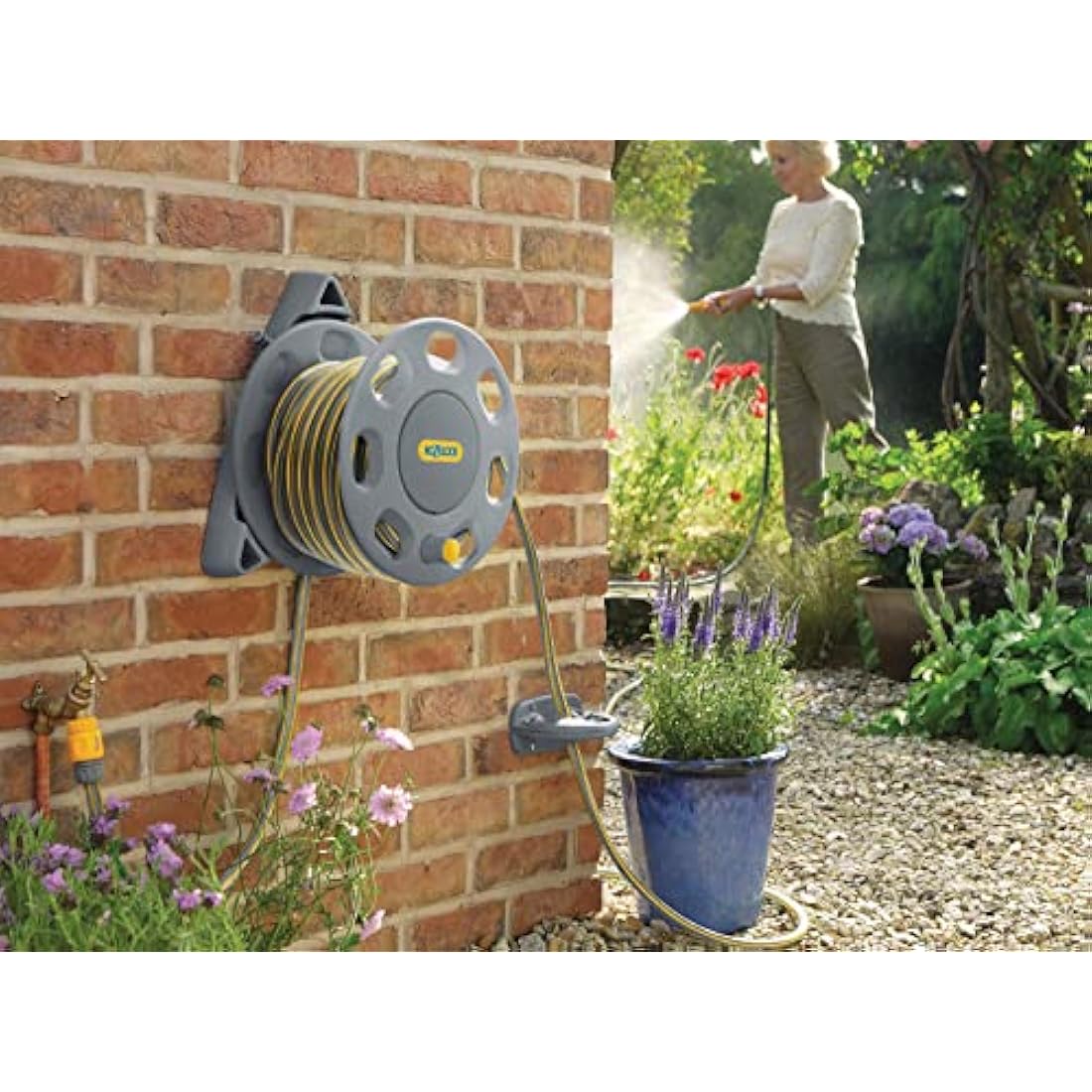 HOZELOCK 2420 30 Meters Compact Wall Mounted Hose Reel with HOZELOCK Hose Guide