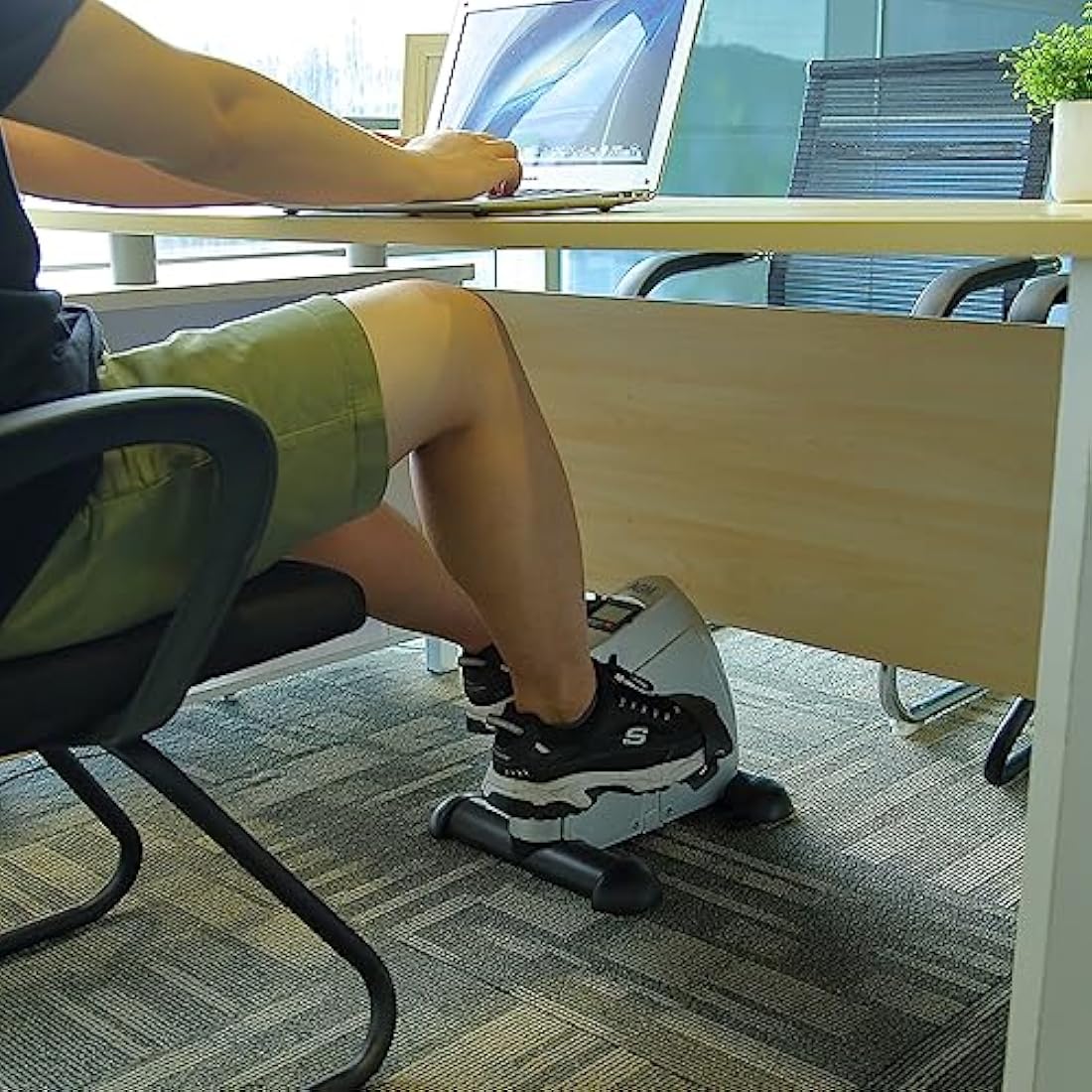 AGM Mini Exercise Bike Pedal Sit Down, Under Desk Bike with LCD Display for Legs and Arms, Non-Slip Mat Included