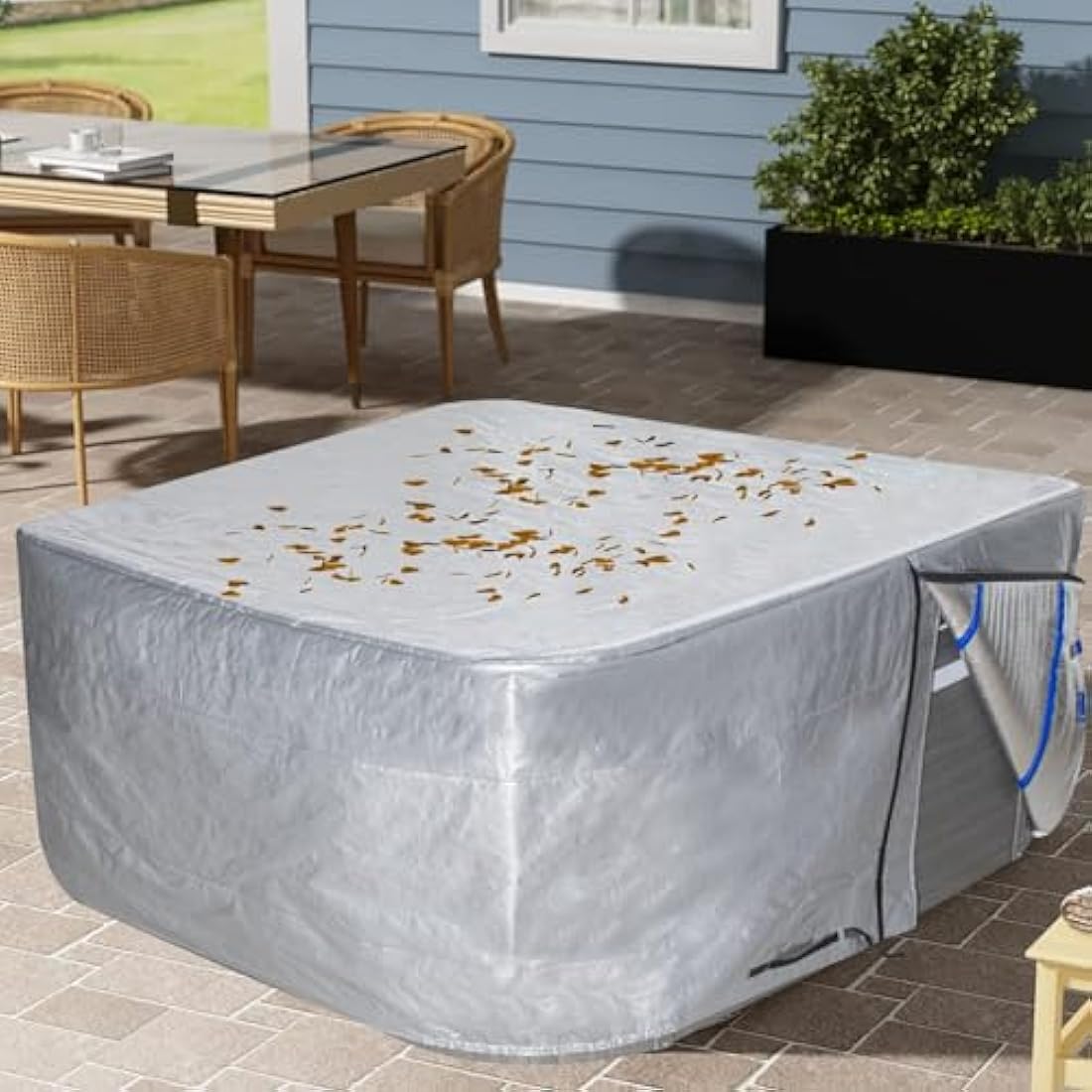 YUJHON Insulated Hot Tub Cover 170G Polyethylene Thermal Insulation Spa Cover Protector Waterproof Hot Tub Cover Replacement (95“x95"x35")