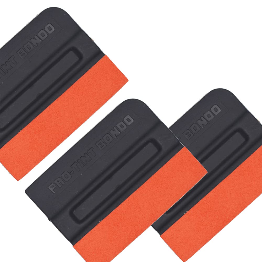 Ewrap 3 Pack Magnet Vinyl Wrap Squeegee Vinyl Scraper Plastic Squeegee Felt Edge Squeegee with Suede Felt Edge for Car Wrapping, Window TintBlack